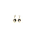 Chanel Round CC Logo Dropped  Black Crystal/Pearl Light Gold Tone