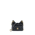 Chanel 23C Small Hobo Bag Shiny Calfskin Black Brushed  (Microchip)