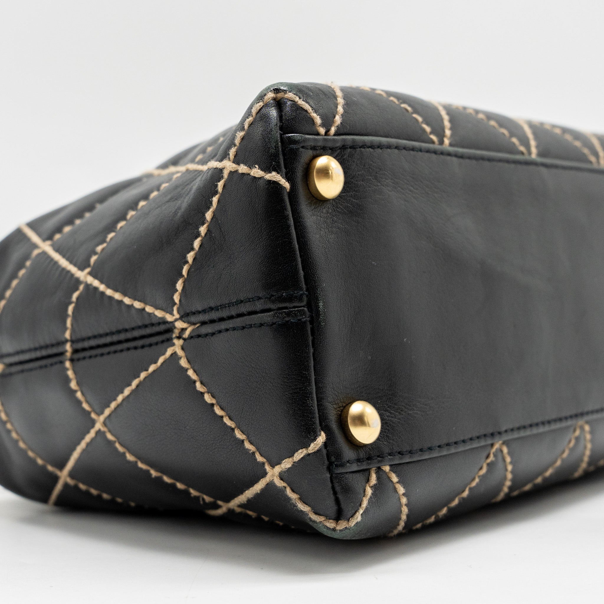 Chanel Vintage Wild Stitch Shoulder Bag Calfskin Black