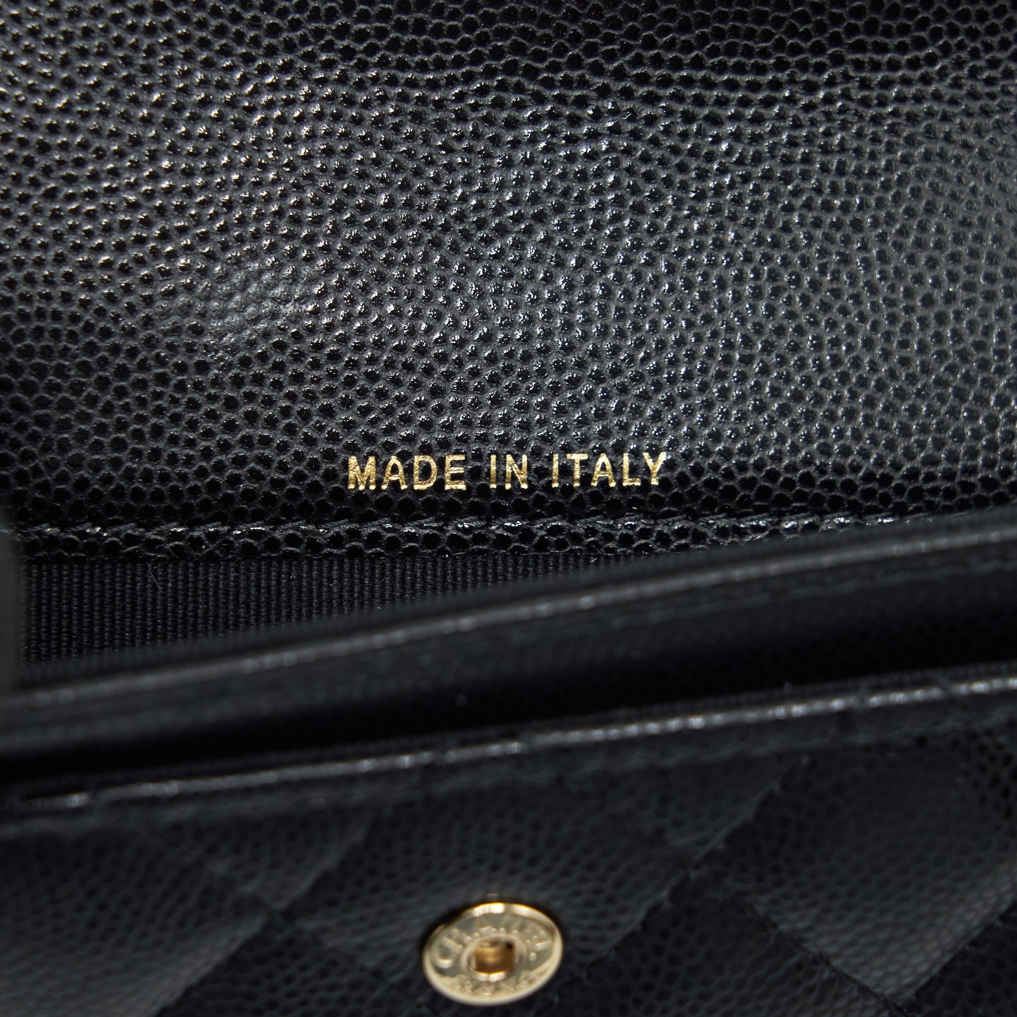 Chanel 22S Detailed Logo Mini Flap Card Holder Caviar Black L