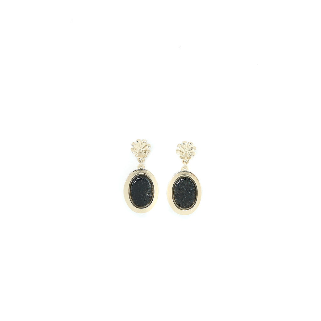 Chanel Round CC Logo Dropped  Black Crystal/Pearl Light Gold Tone