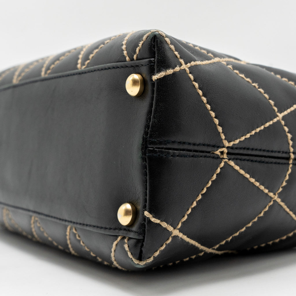 Chanel Vintage Wild Stitch Shoulder Bag Calfskin Black