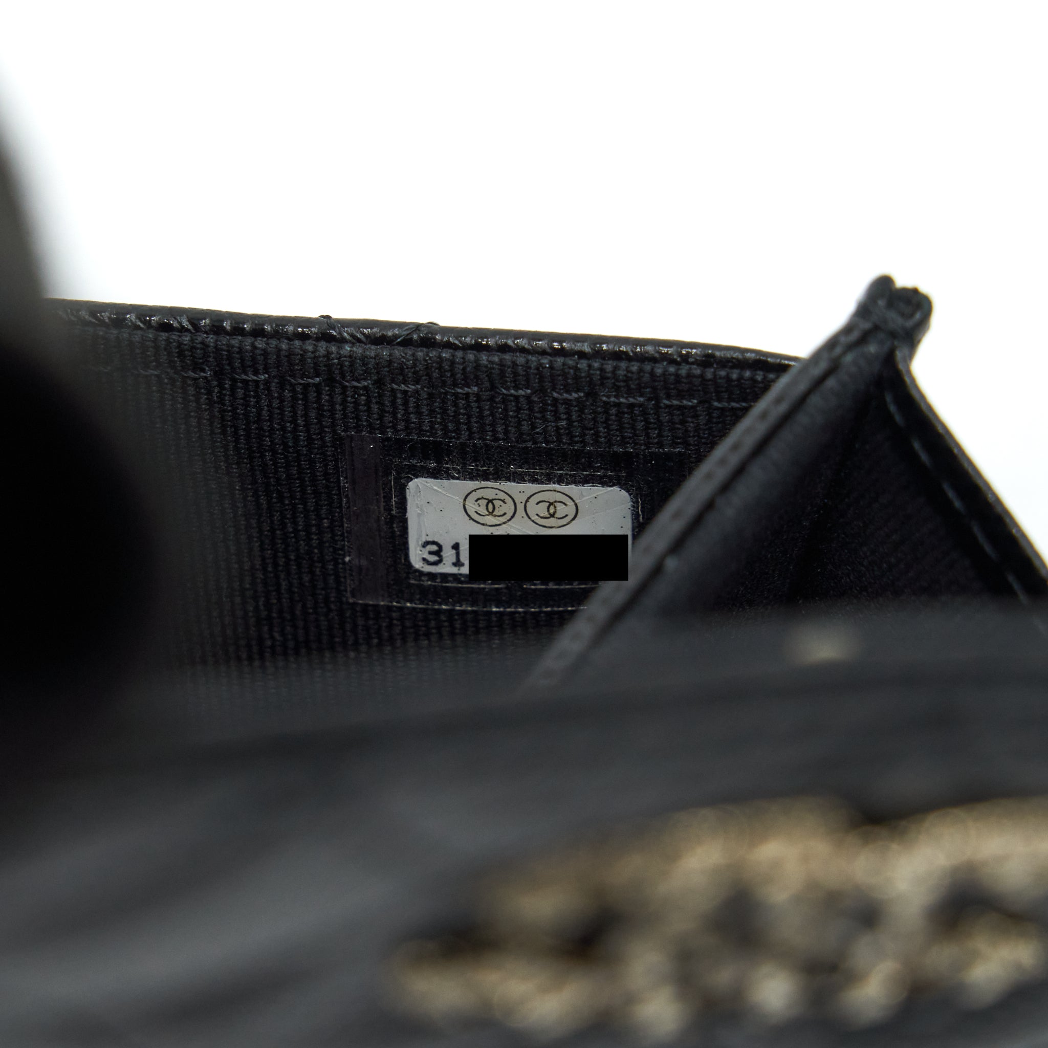 Chanel 22S Detailed Logo Mini Flap Card Holder Caviar Black L