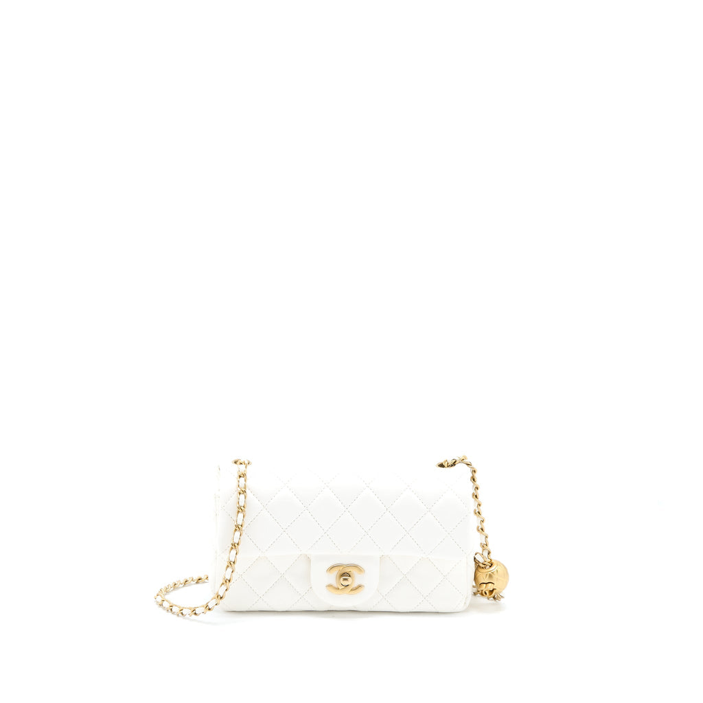 Chanel Pearl Crush Mini Rectangular Flap Bag Lambskin White