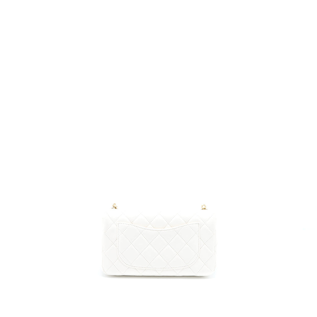 Chanel Pearl Crush Mini Rectangular Flap Bag Lambskin White