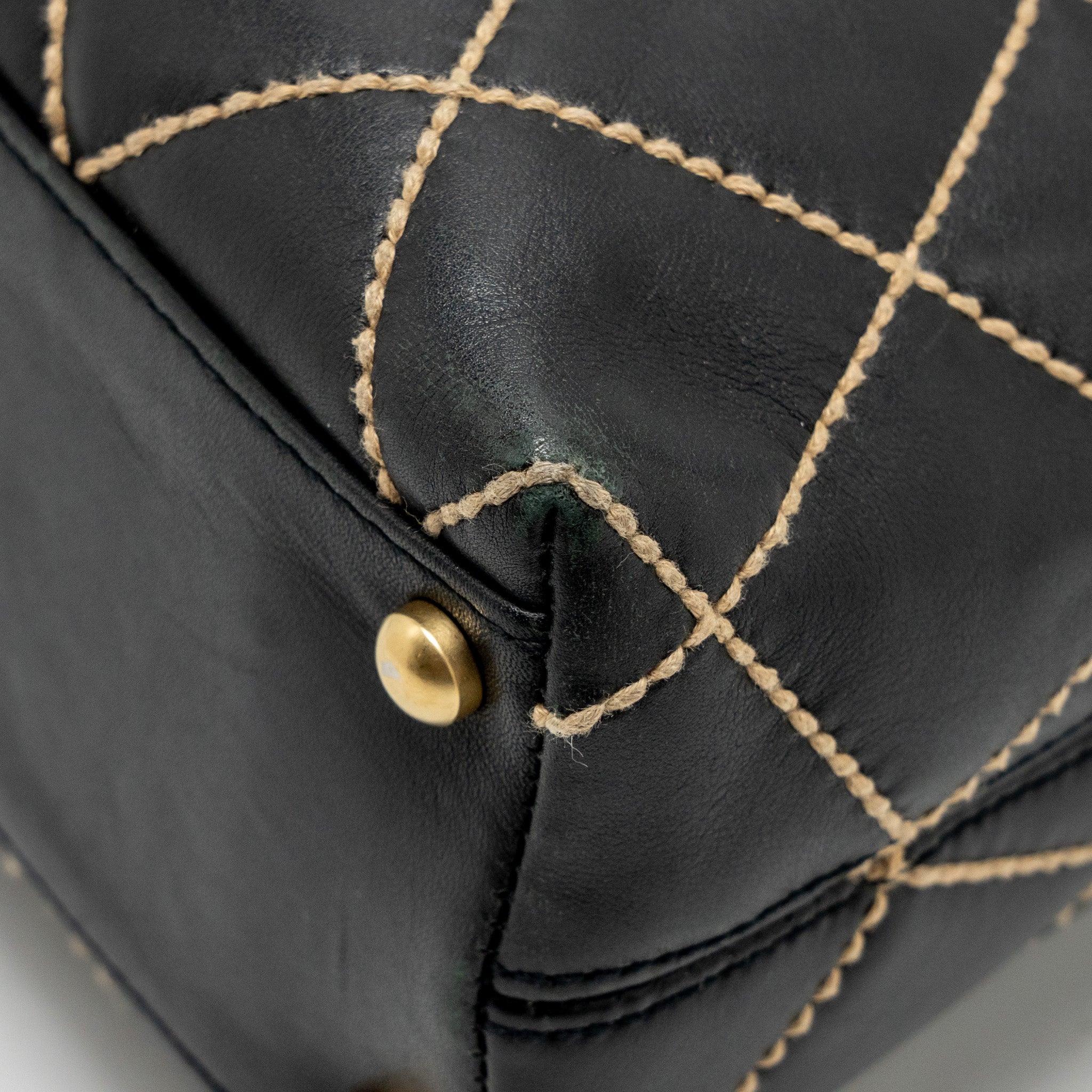 Chanel Vintage Wild Stitch Shoulder Bag Calfskin Black