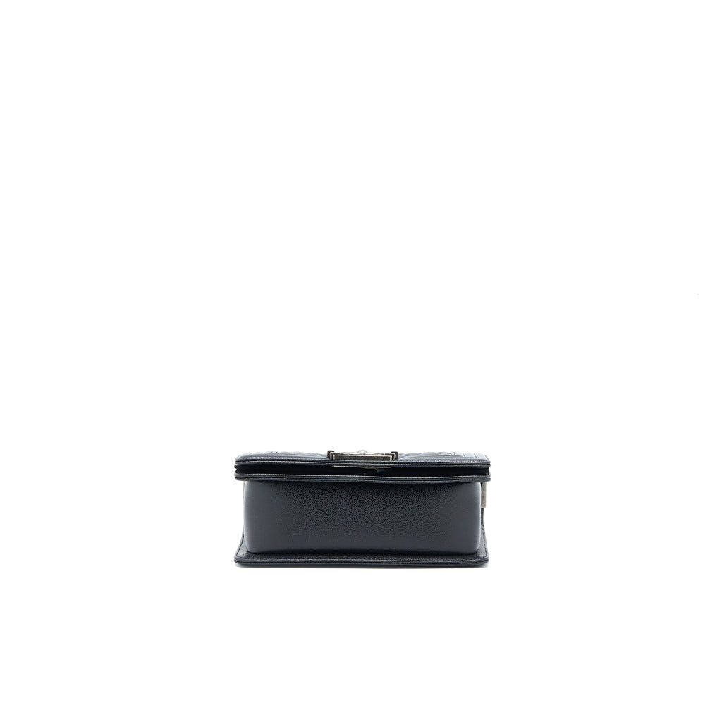 Chanel Small Boy Bag Caviar Black Ruthenium  (Microchip)