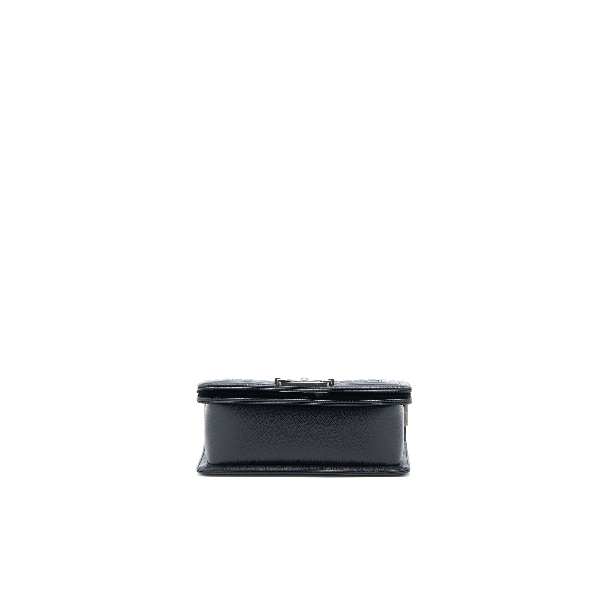 Chanel Small Boy Bag Caviar Black Ruthenium  (Microchip)