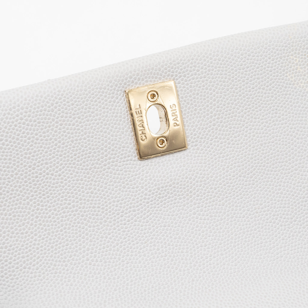 Chanel small coco handle caviar light grey L