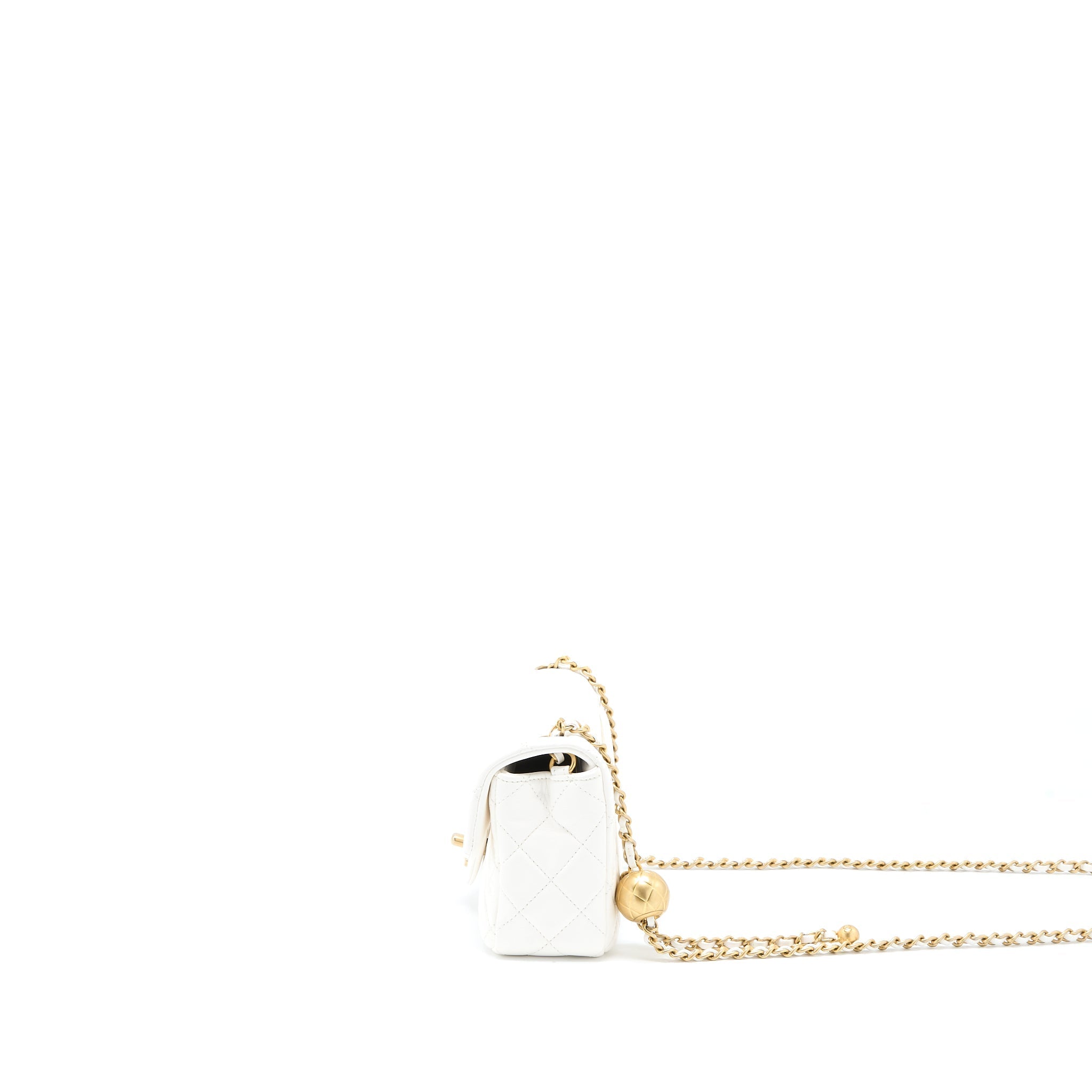 Chanel Pearl Crush Mini Rectangular Flap Bag Lambskin White