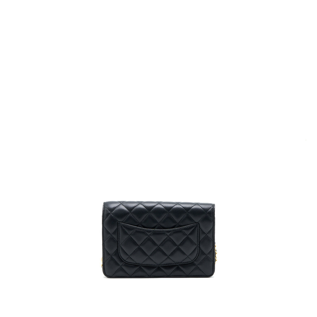 Chanel Pearl Crush Wallet On Chain Lambskin Black  (Microchip)