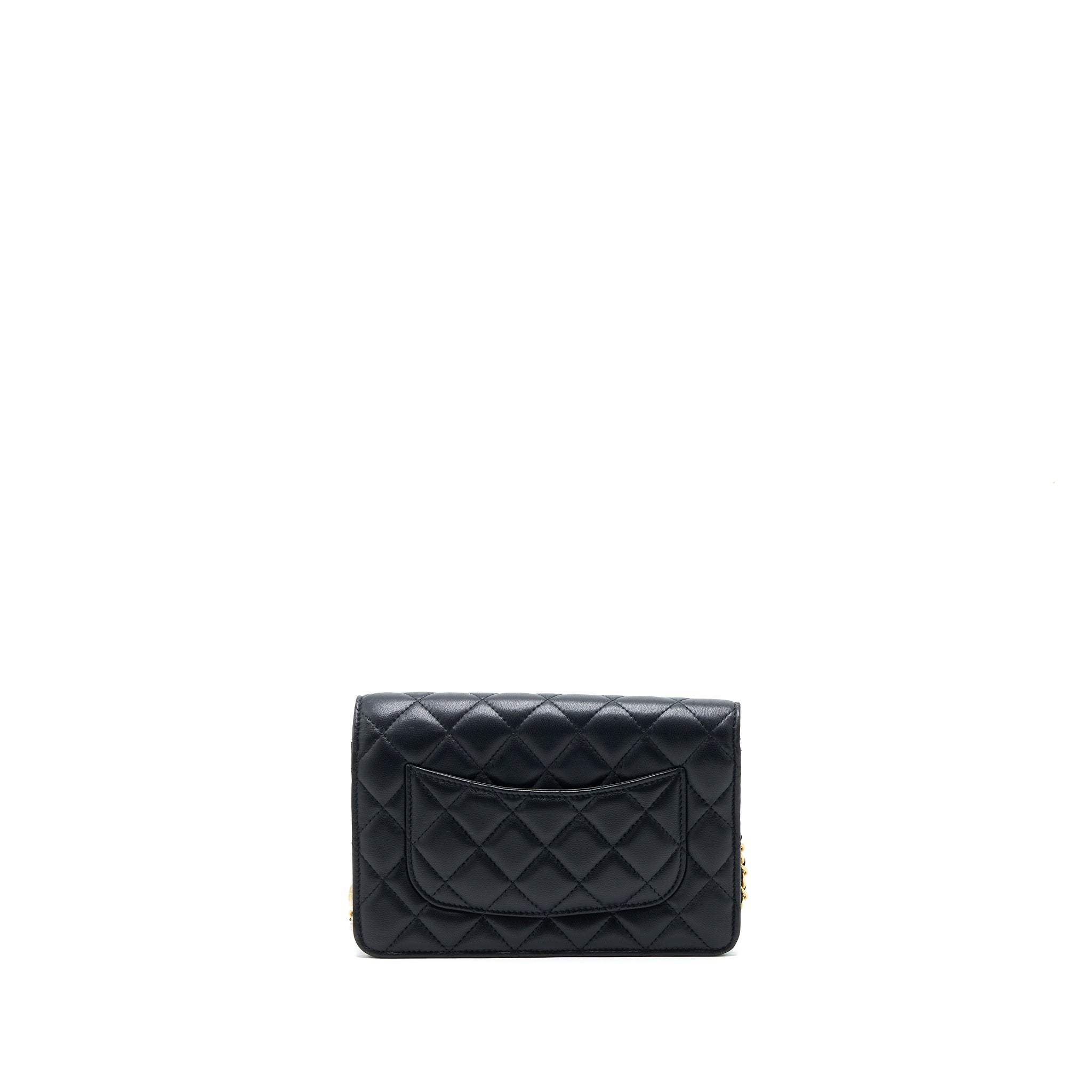 Chanel Pearl Crush Wallet On Chain Lambskin Black  (Microchip)