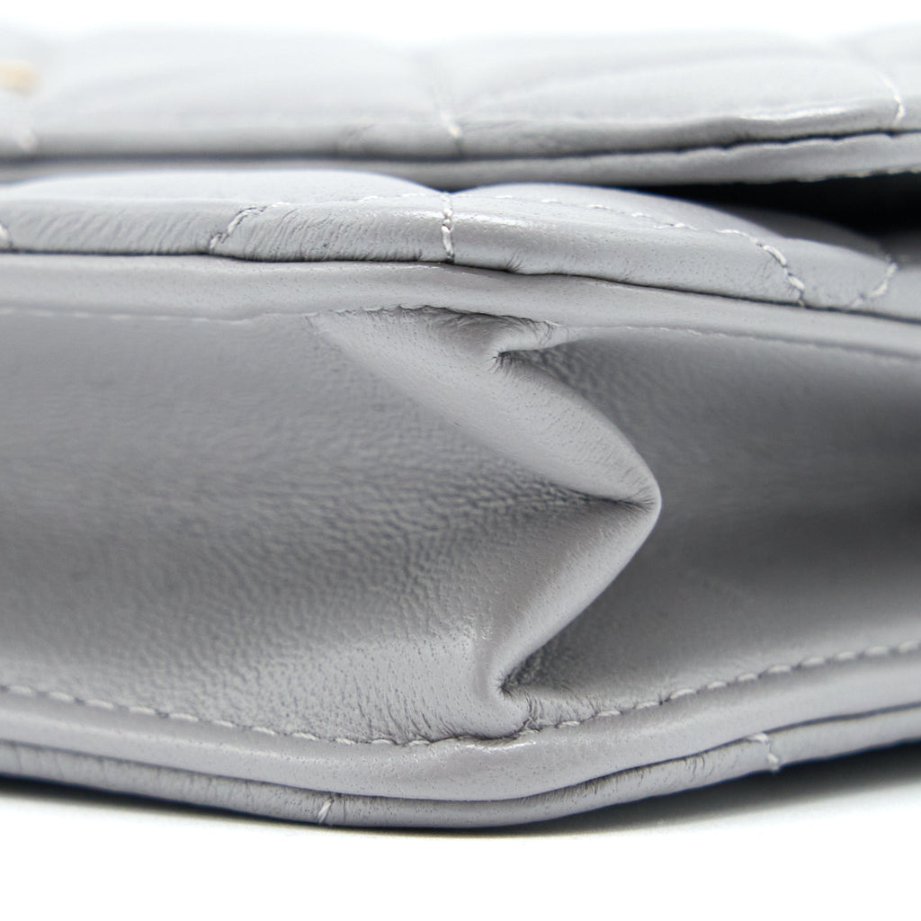 Chanel Pearl Crush Wallet on Chain Lambskin Light Grey  (Microchip)