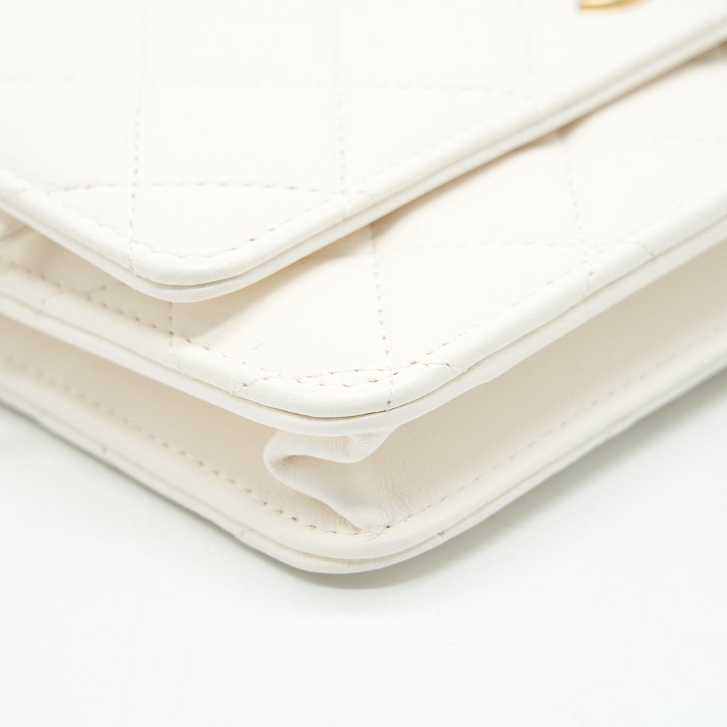 Chanel Pearl Crush Wallet On Chain Lambskin White