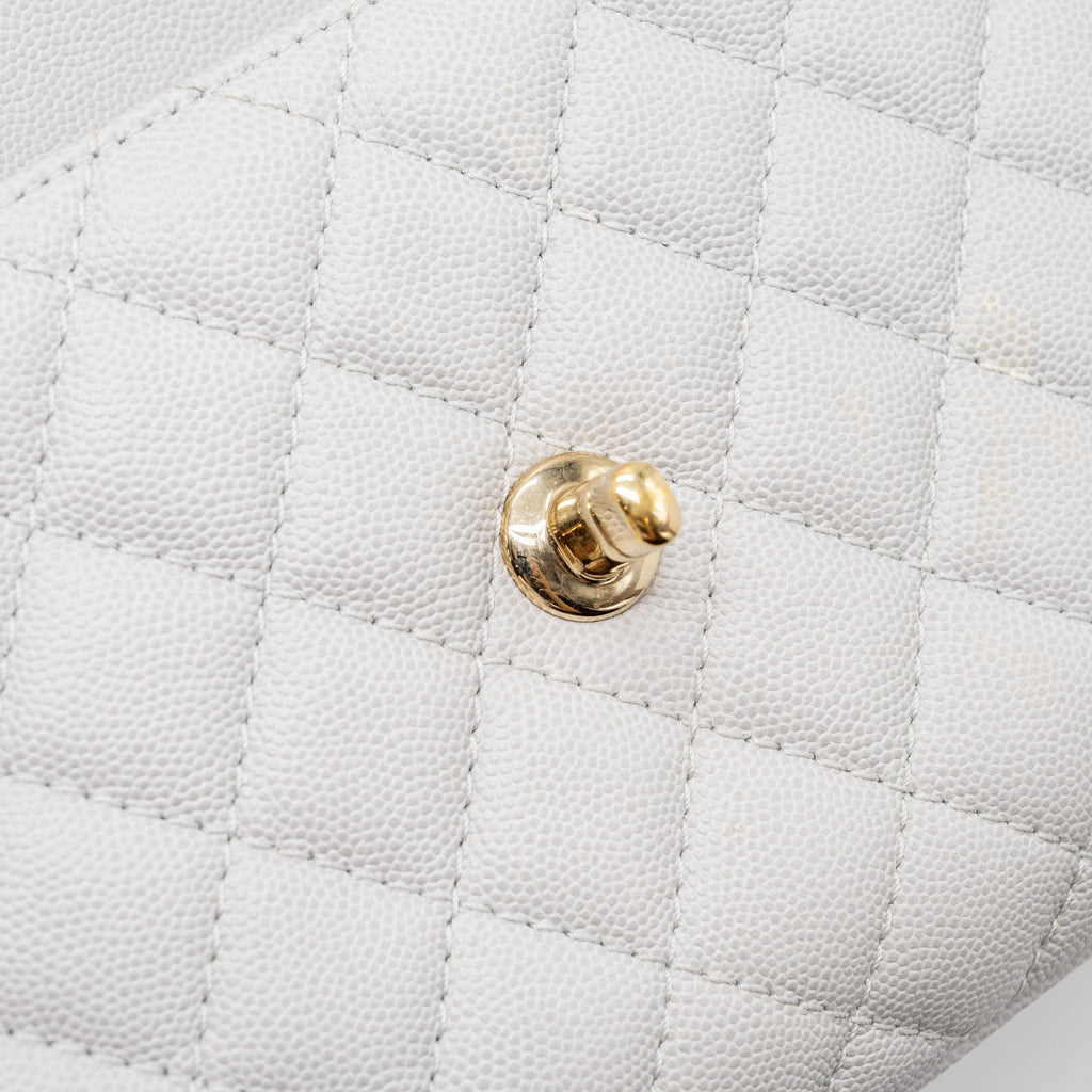 Chanel small coco handle caviar light grey L
