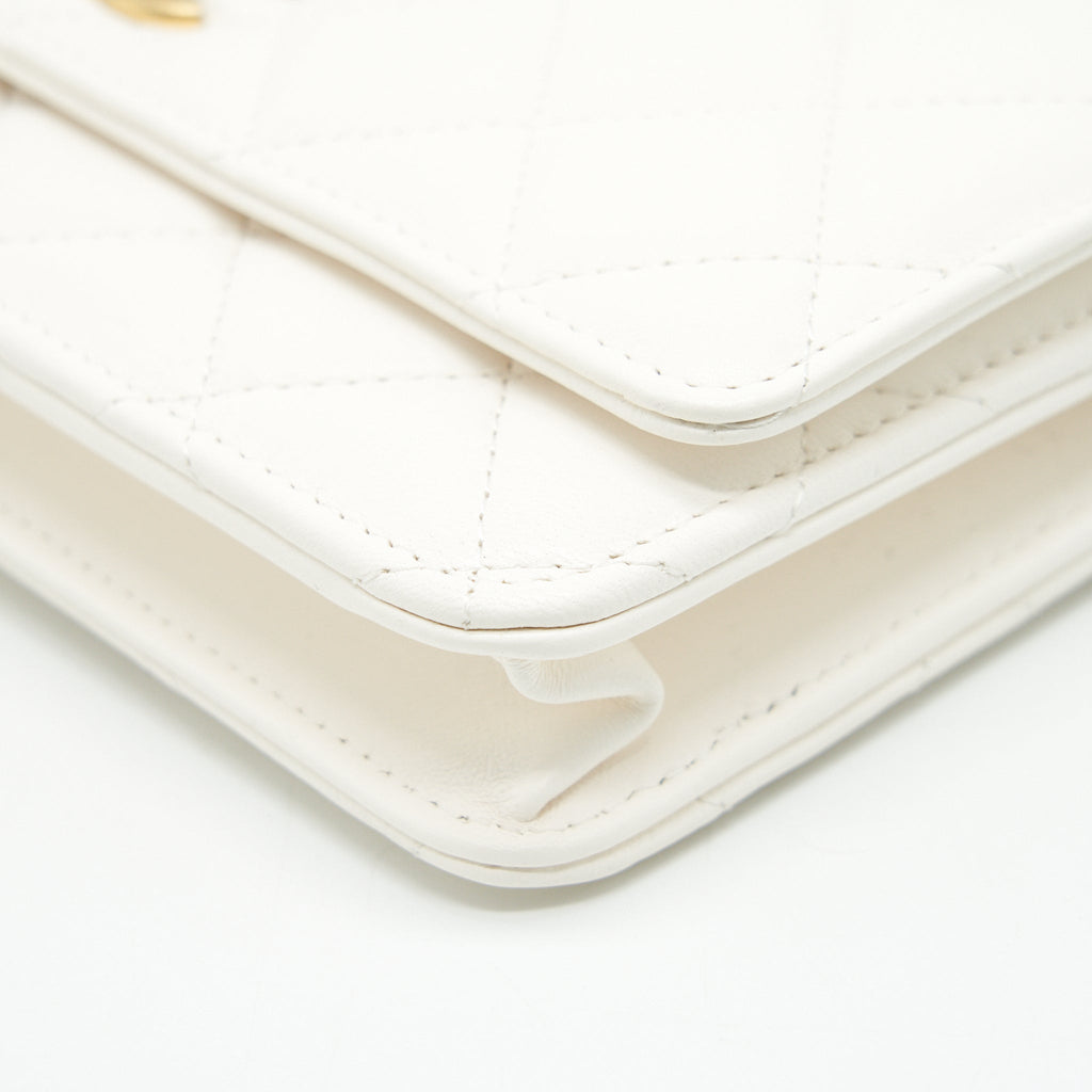 Chanel Pearl Crush Wallet On Chain Lambskin White