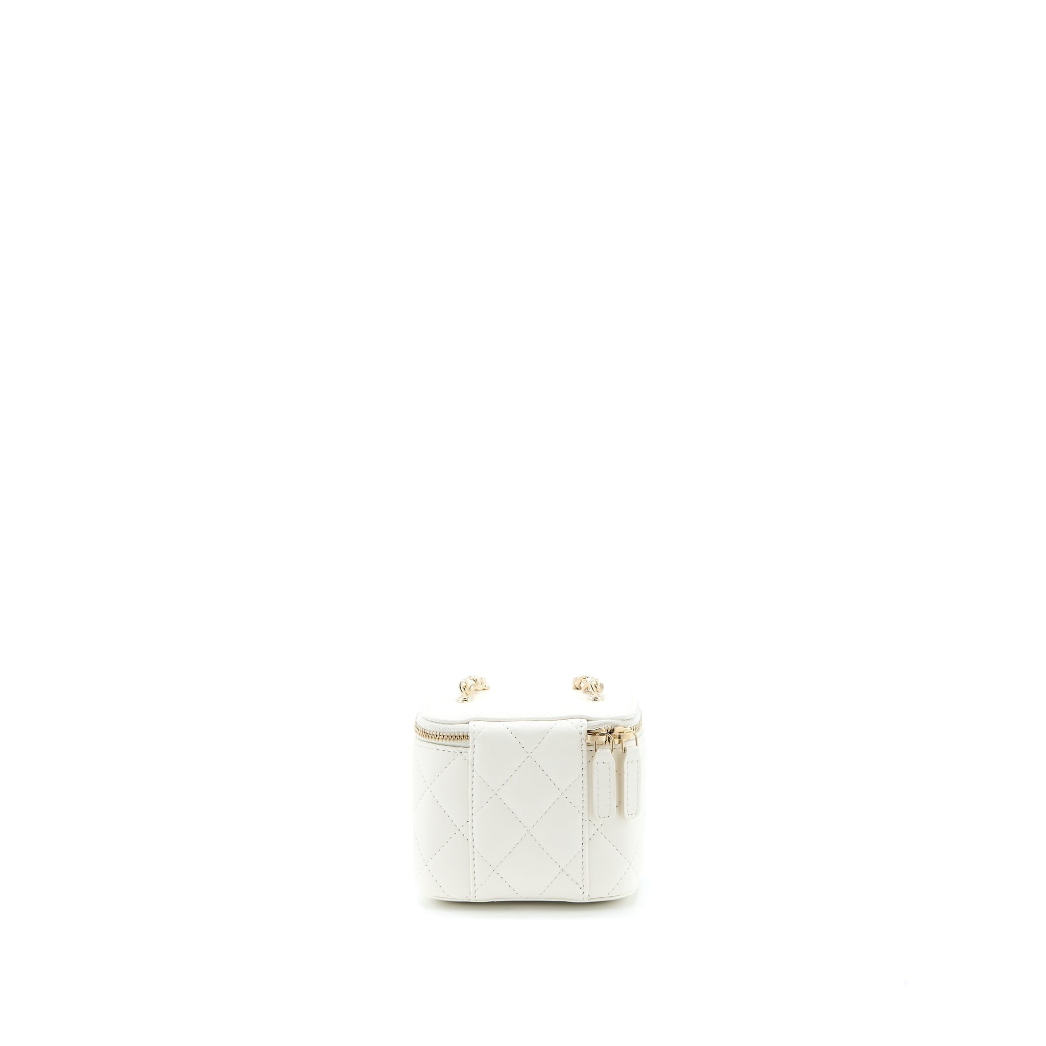 Chanel 23C Pearl Crush Mini Vanity with Chain Lambskin White L (Microchip)