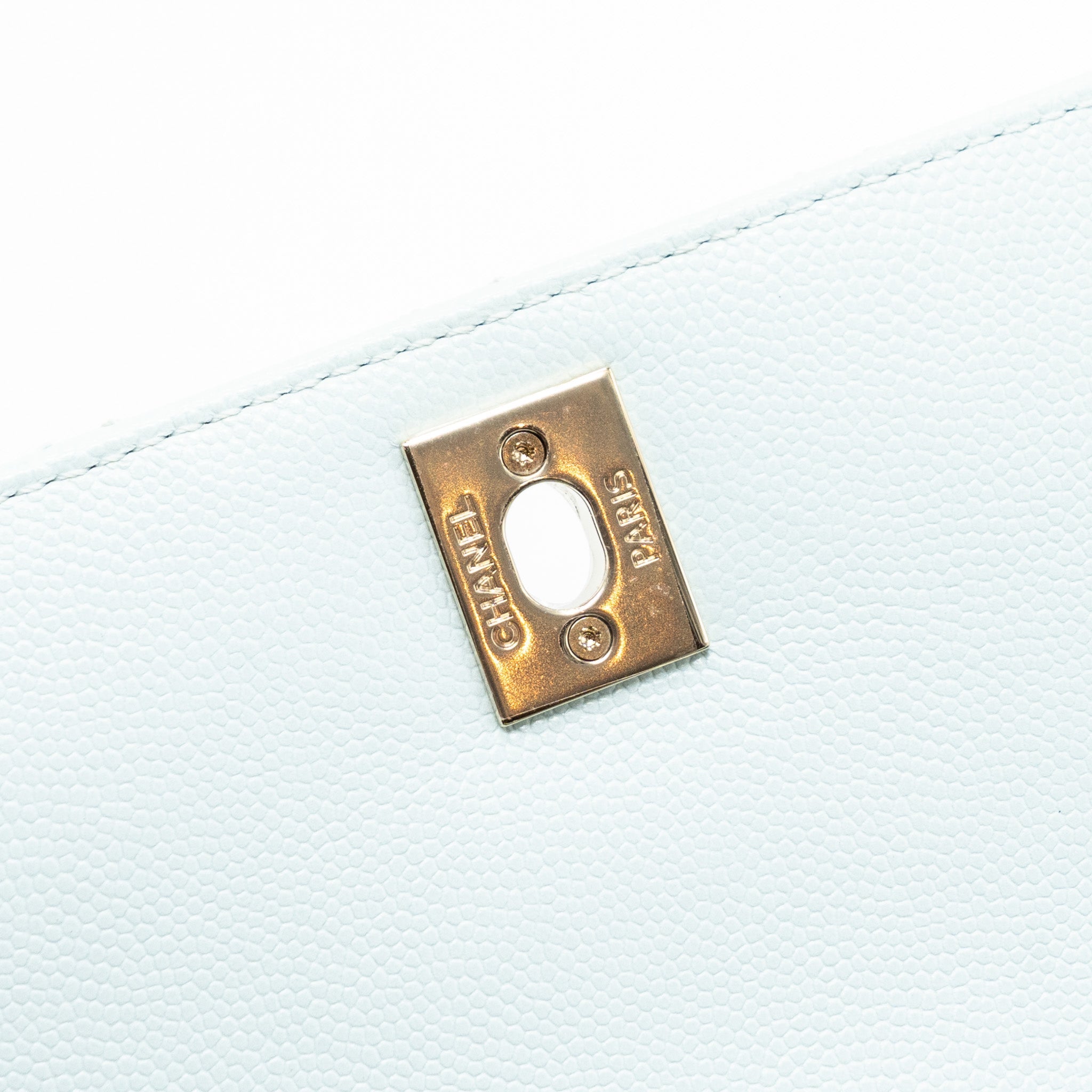 Chanel small coco handle caviar light blue L (microchip)