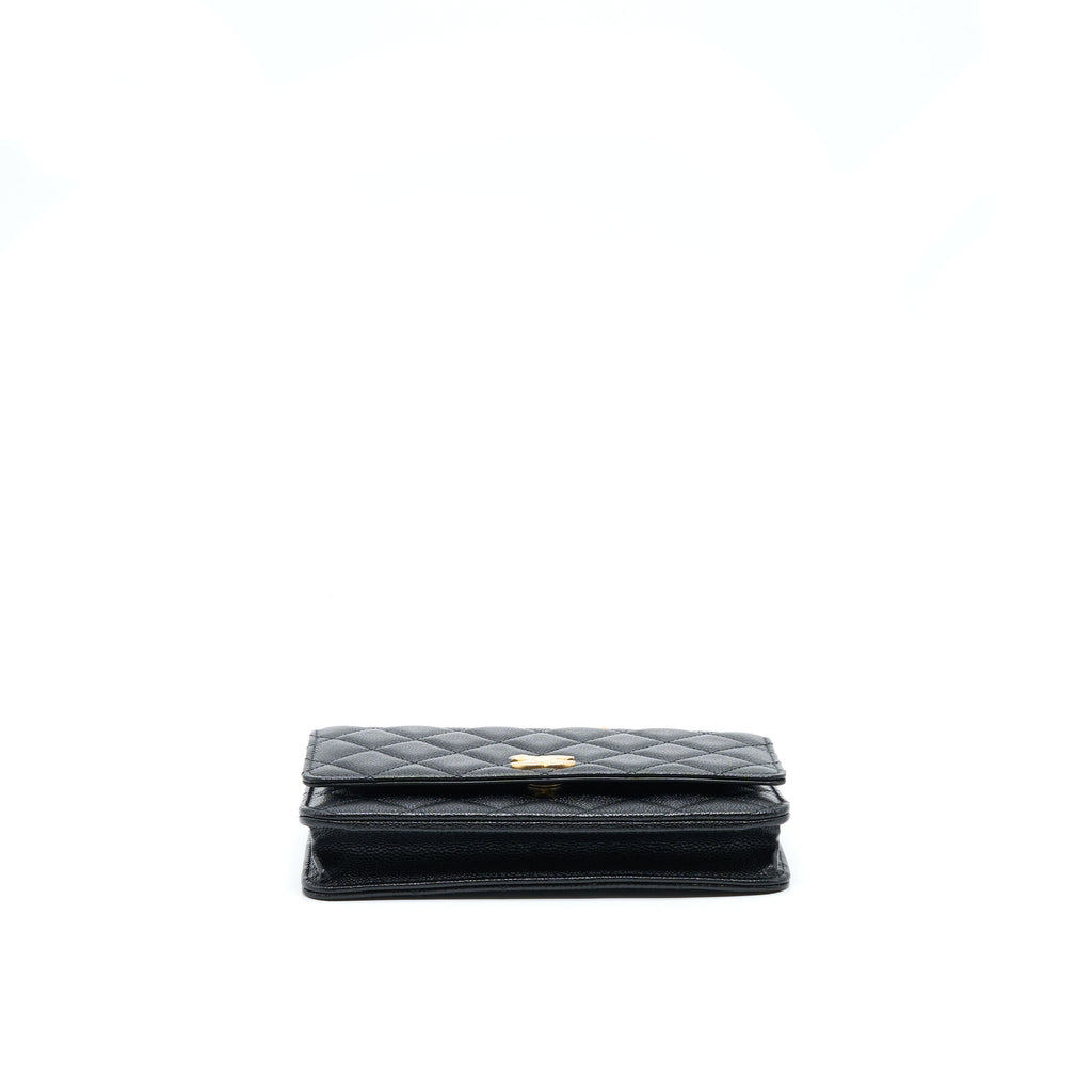 Chanel Letter Top Handle Wallet On Chain Caviar Black