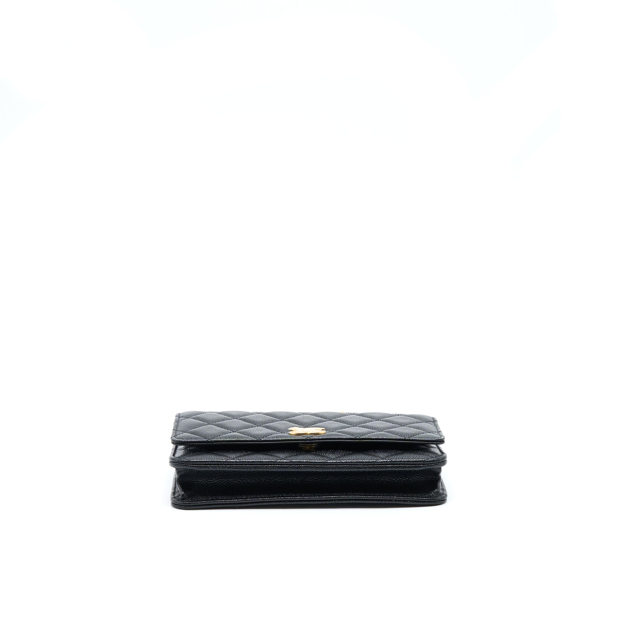 Chanel Letter Top Handle Wallet On Chain Caviar Black