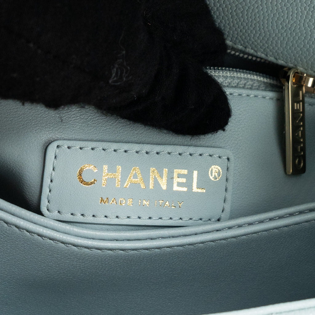 Chanel small coco handle caviar light blue L (microchip)