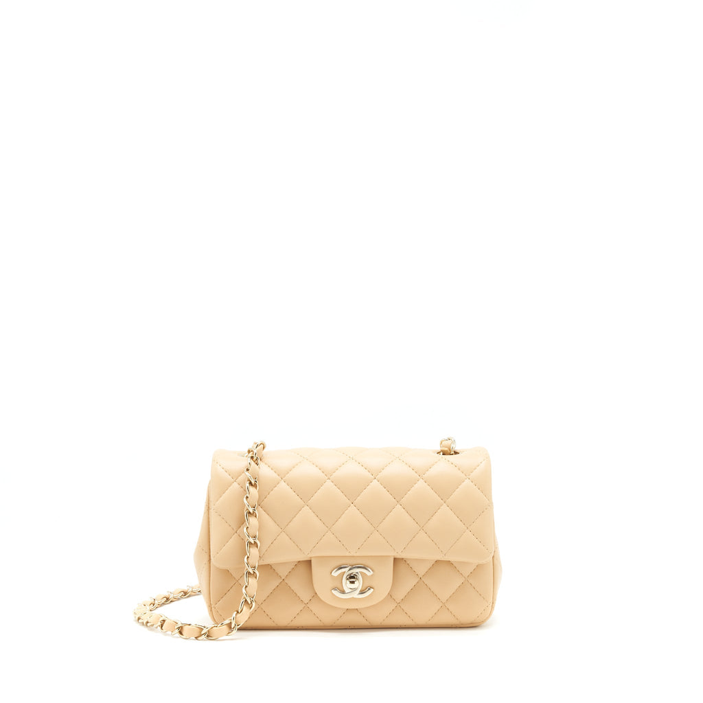 Chanel Mini Rectangular Lambskin Light Beige L