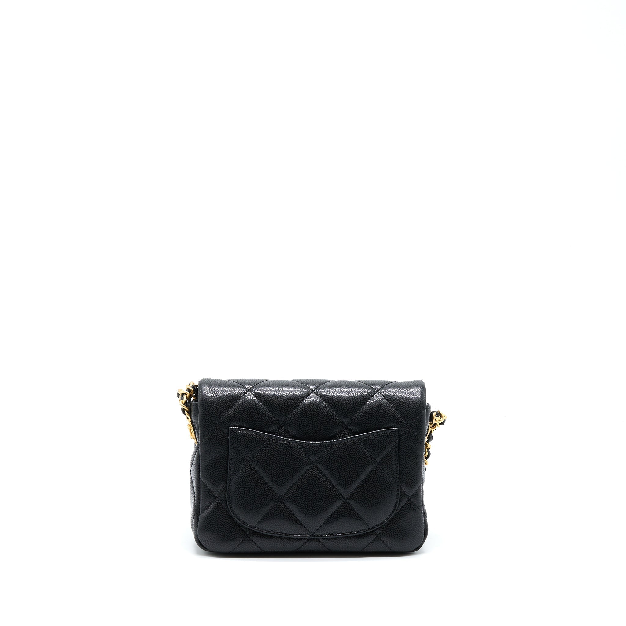 Chanel 22A Mini Square Flap Bag Caviar Black Brushed