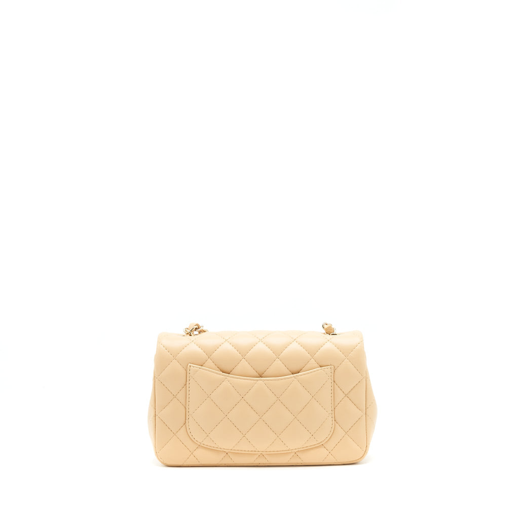 Chanel Mini Rectangular Lambskin Light Beige L