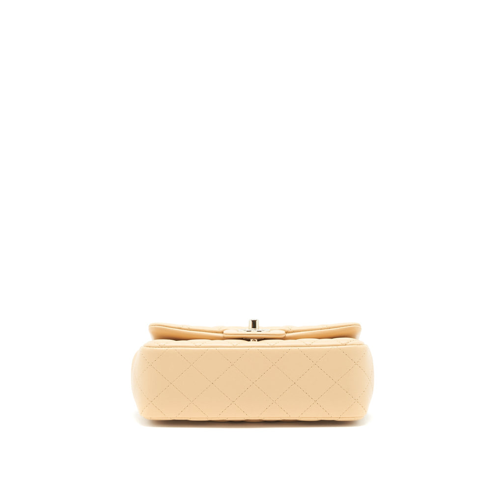 Chanel Mini Rectangular Lambskin Light Beige L