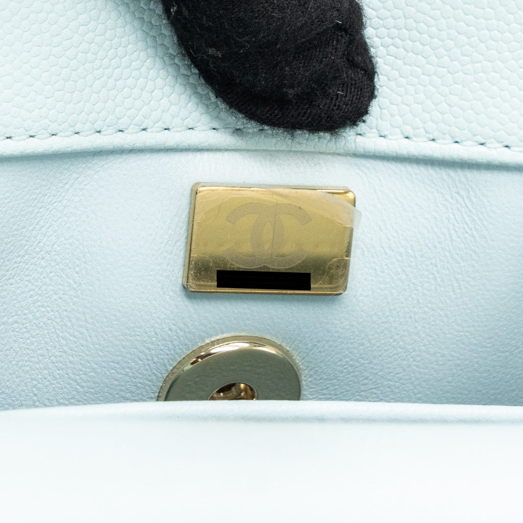 Chanel small coco handle caviar light blue L (microchip)