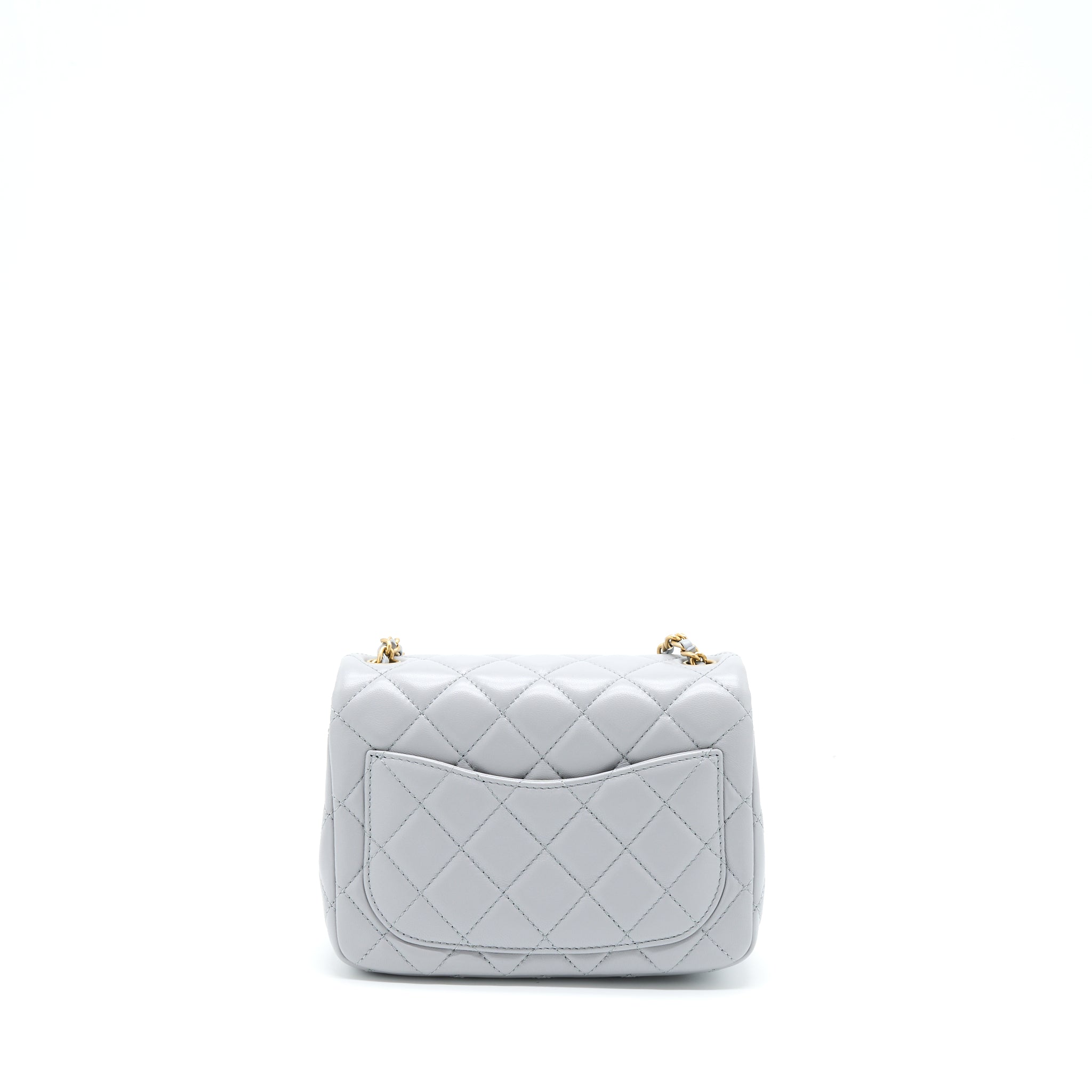 Chanel Pearl Crush Mini Square Flap Bag Lambskin Grey