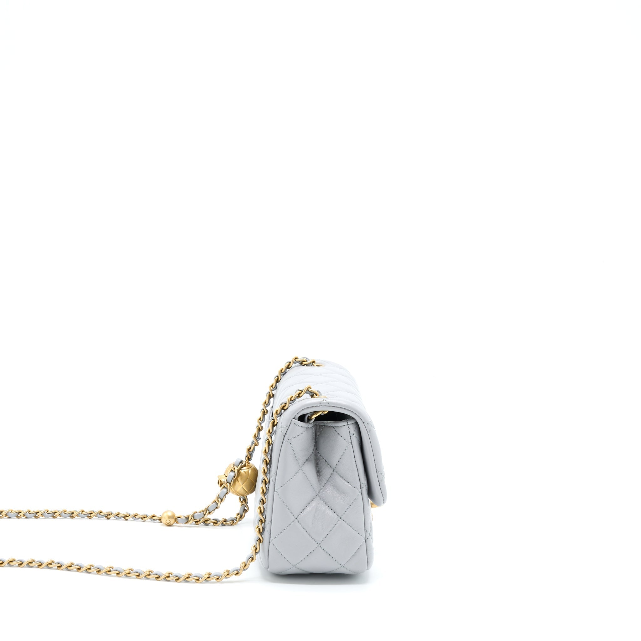Chanel Pearl Crush Mini Square Flap Bag Lambskin Grey