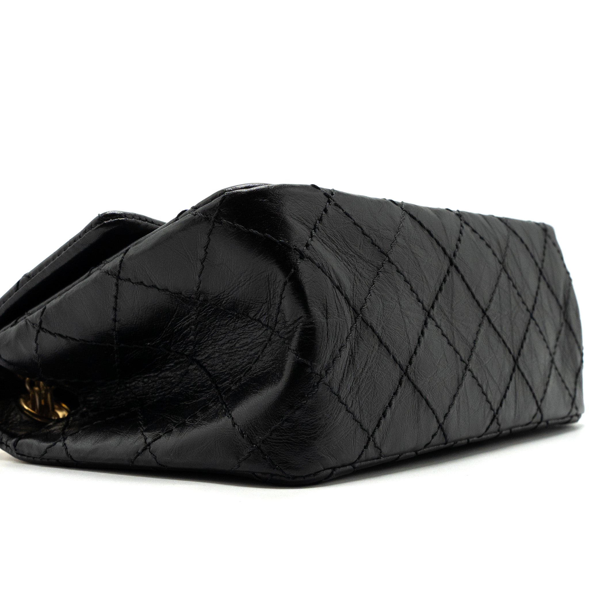 Chanel Mini 2.55 Reissue Flap Bag Aged Calfskin Black Brushed