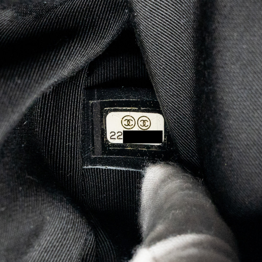 Chanel quilted flap with fabric edge lambskin grey/ black with black hardware