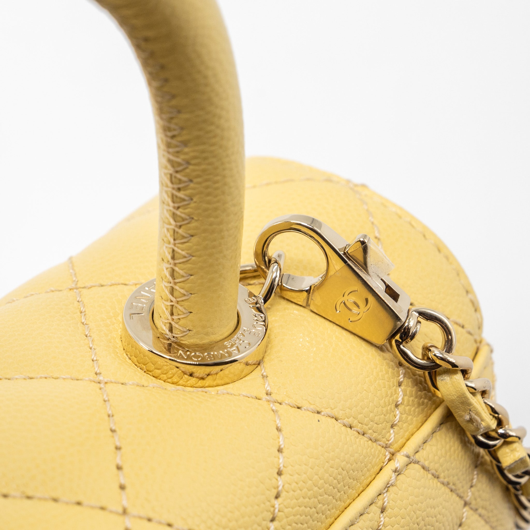 Chanel small coco handle caviar 22P light yellow L (microchip)