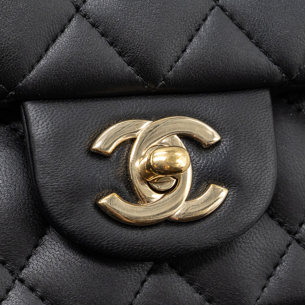 chanel mini square flap bag lambskin black