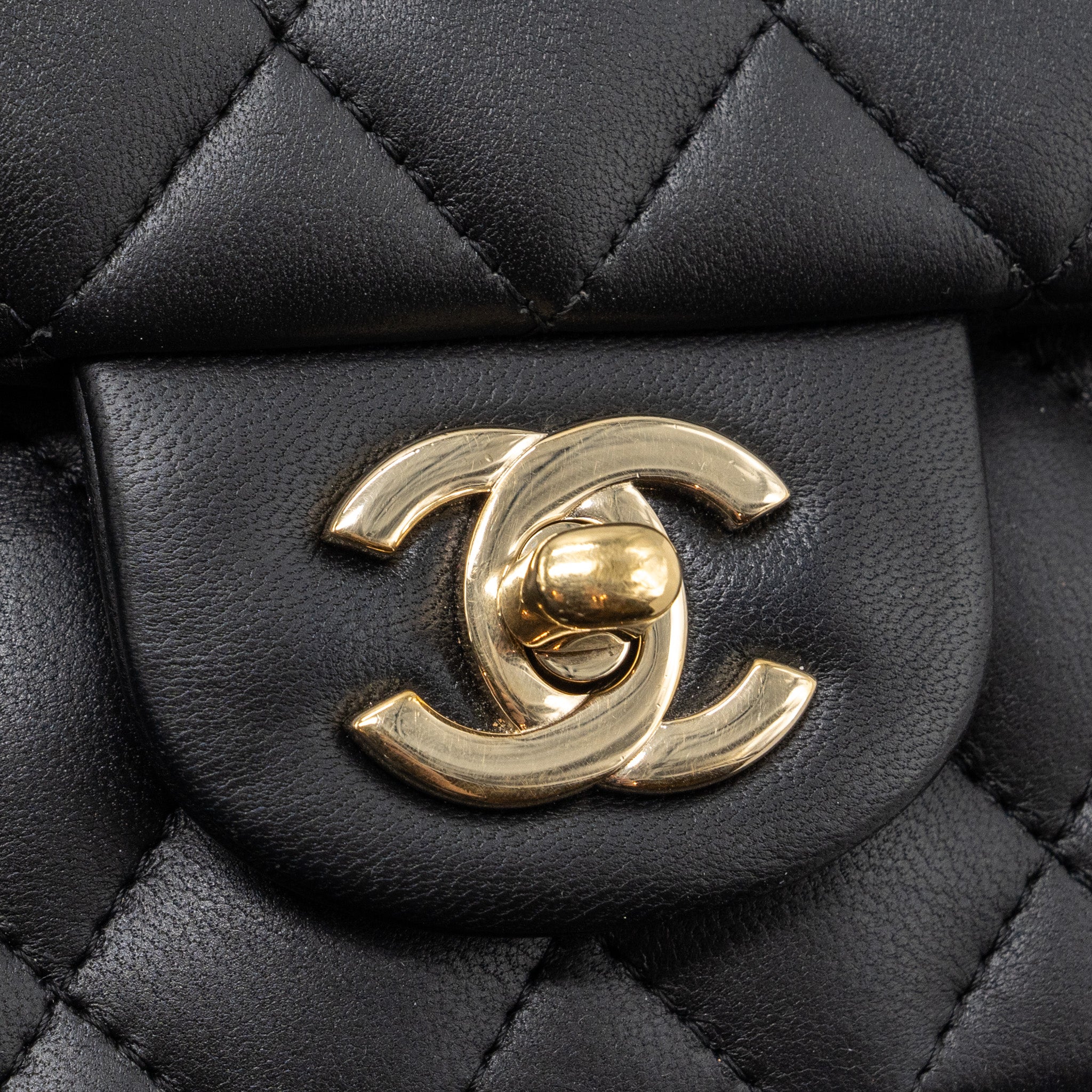 chanel mini square flap bag lambskin black
