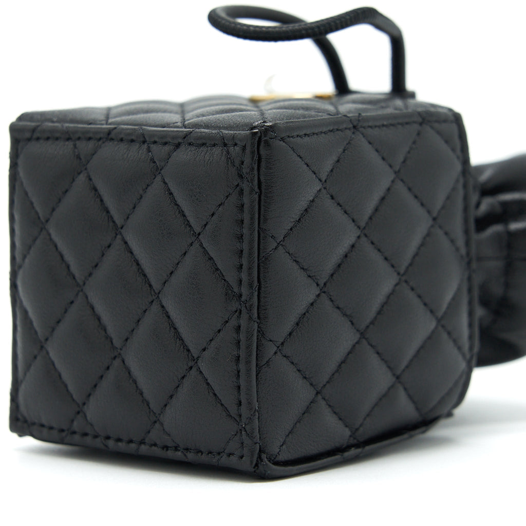 Chanel Mini Vanity Pouch With Chain Lambskin Black