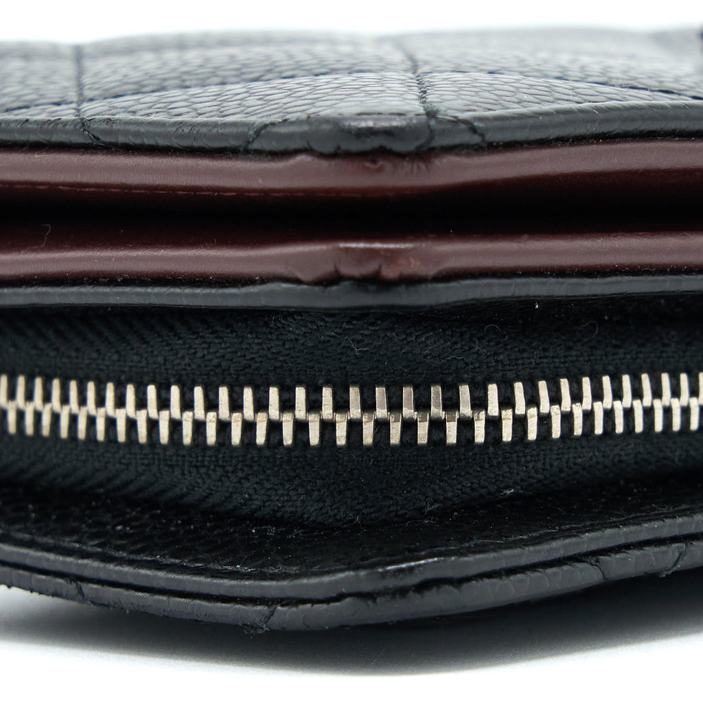 Chanel Compact Zipper Wallet Caviar Black
