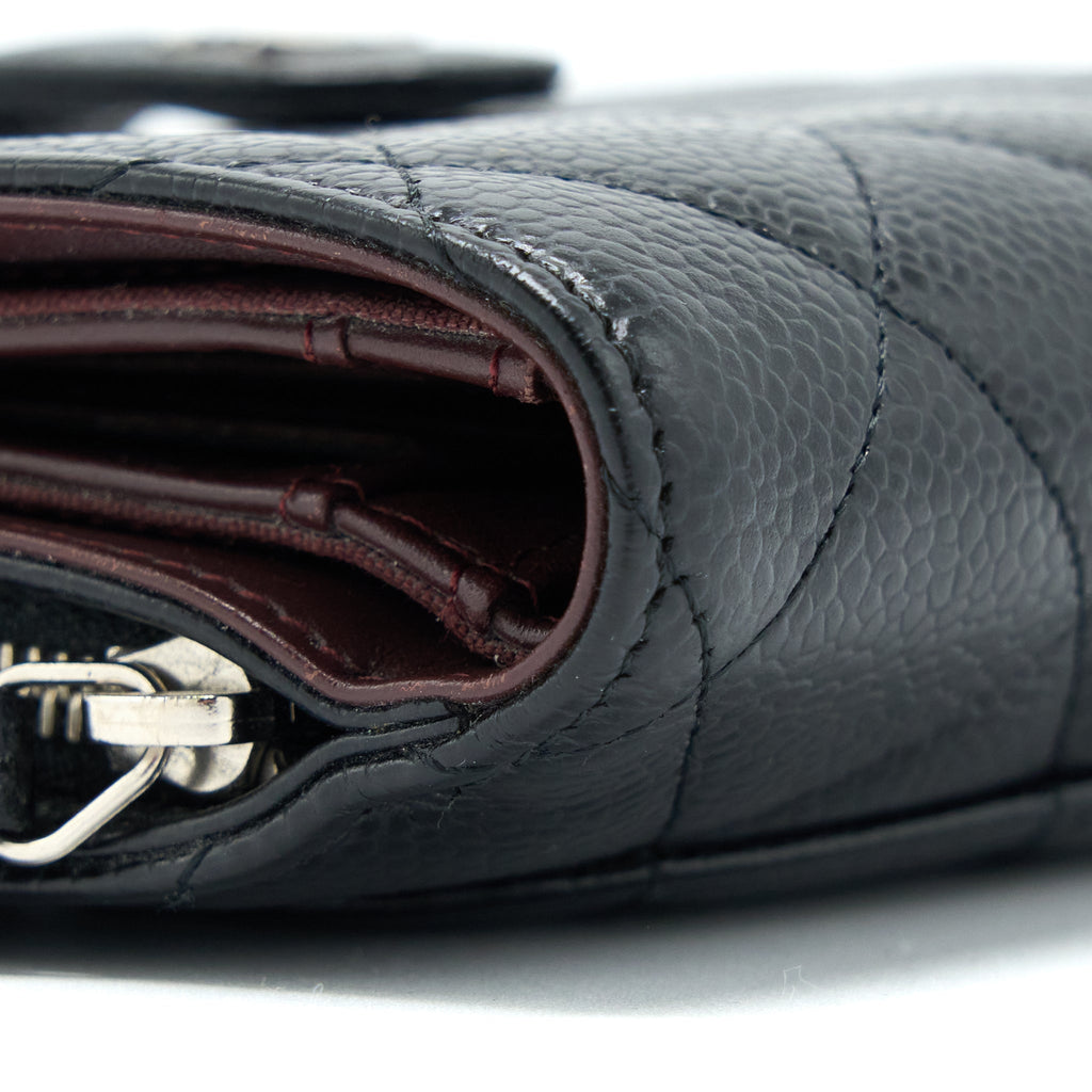 Chanel Compact Zipper Wallet Caviar Black