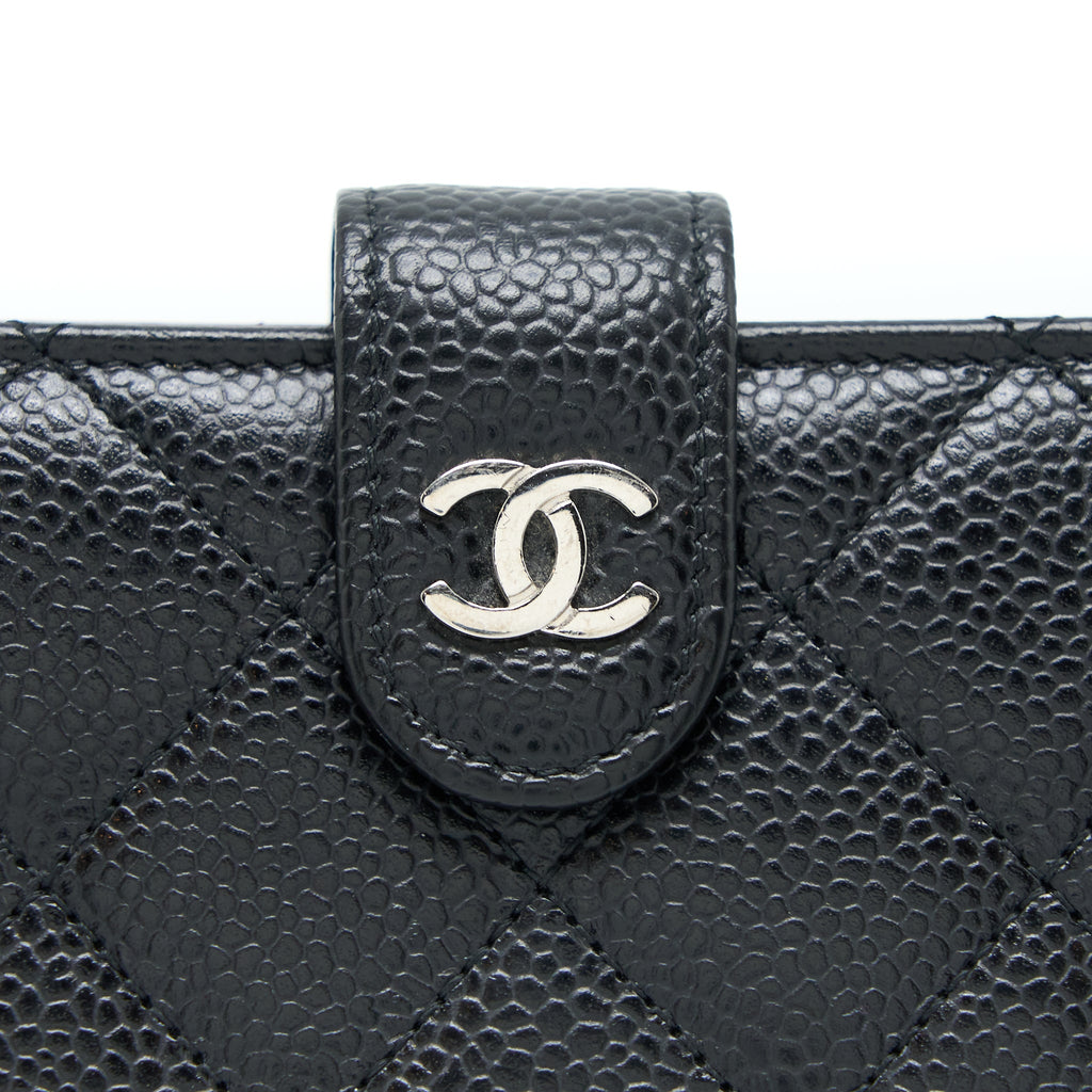 Chanel Compact Zipper Wallet Caviar Black