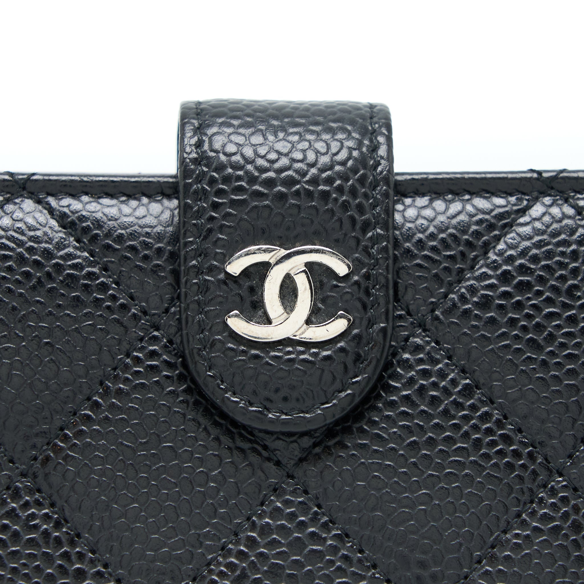 Chanel Compact Zipper Wallet Caviar Black