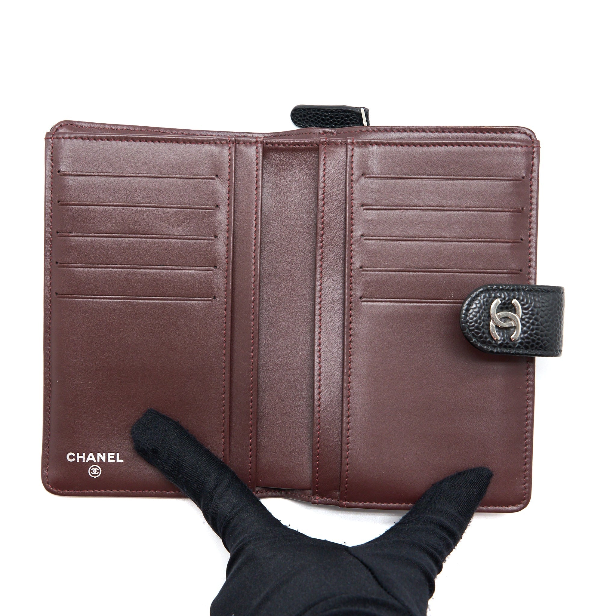 Chanel Compact Zipper Wallet Caviar Black