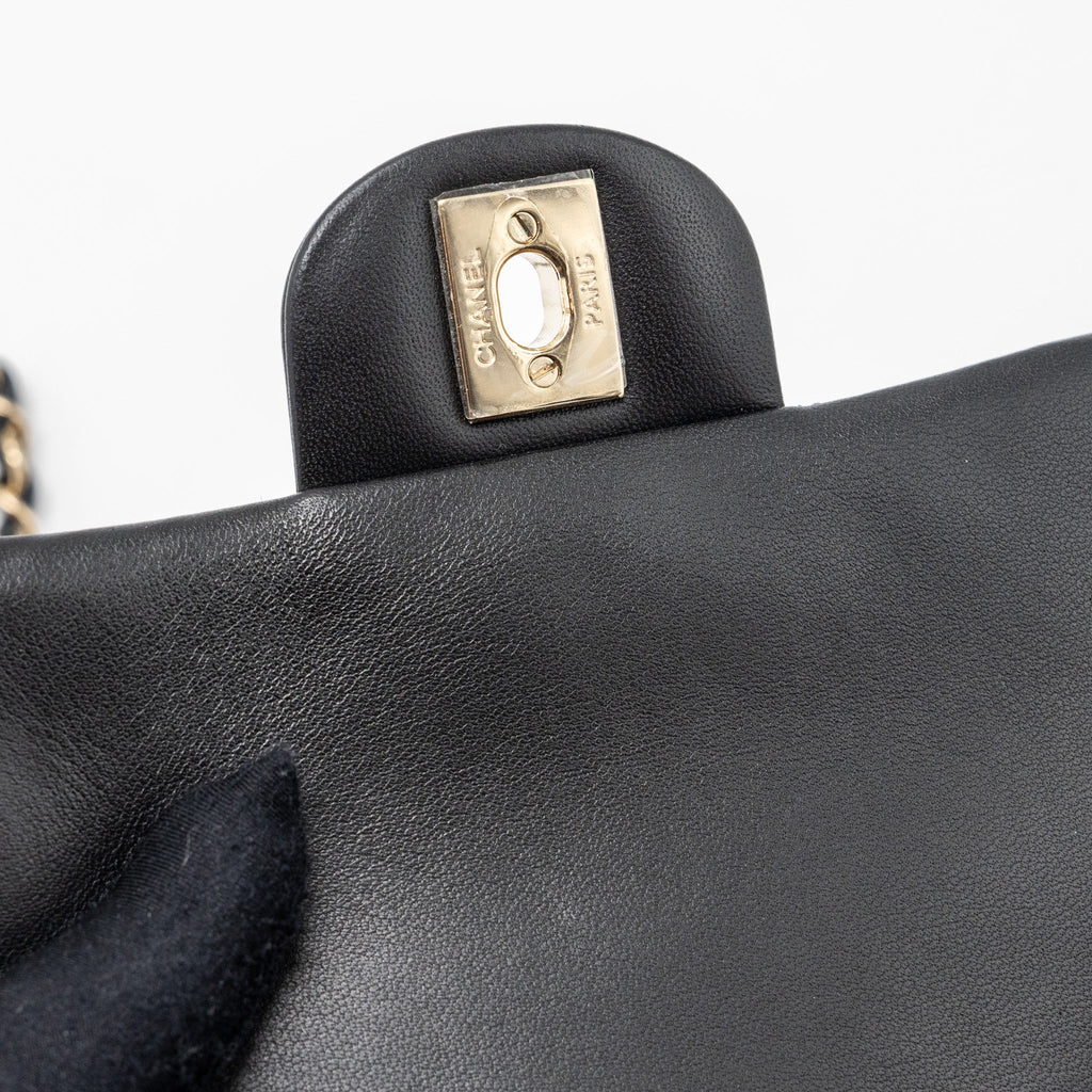 chanel mini square flap bag lambskin black