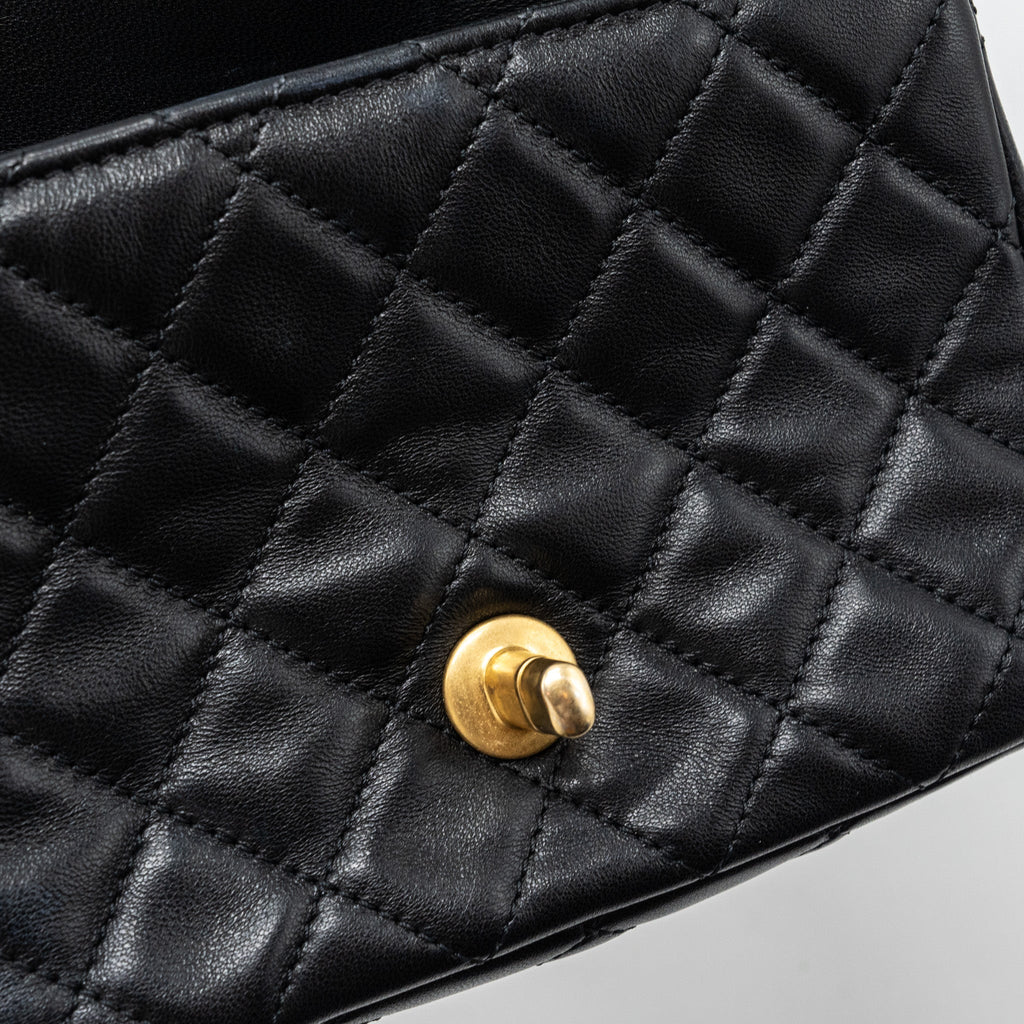 chanel pearl crush mini square flap bag lambskin black  (microchip)