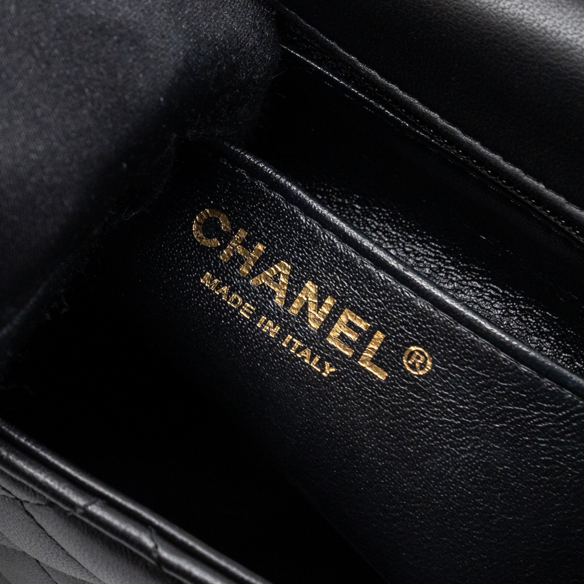 chanel mini square flap bag lambskin black