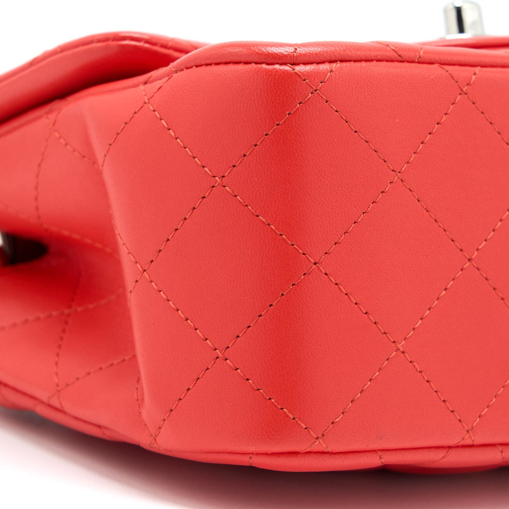 Chanel Mini Square Flap Bag Lambskin Orange Red