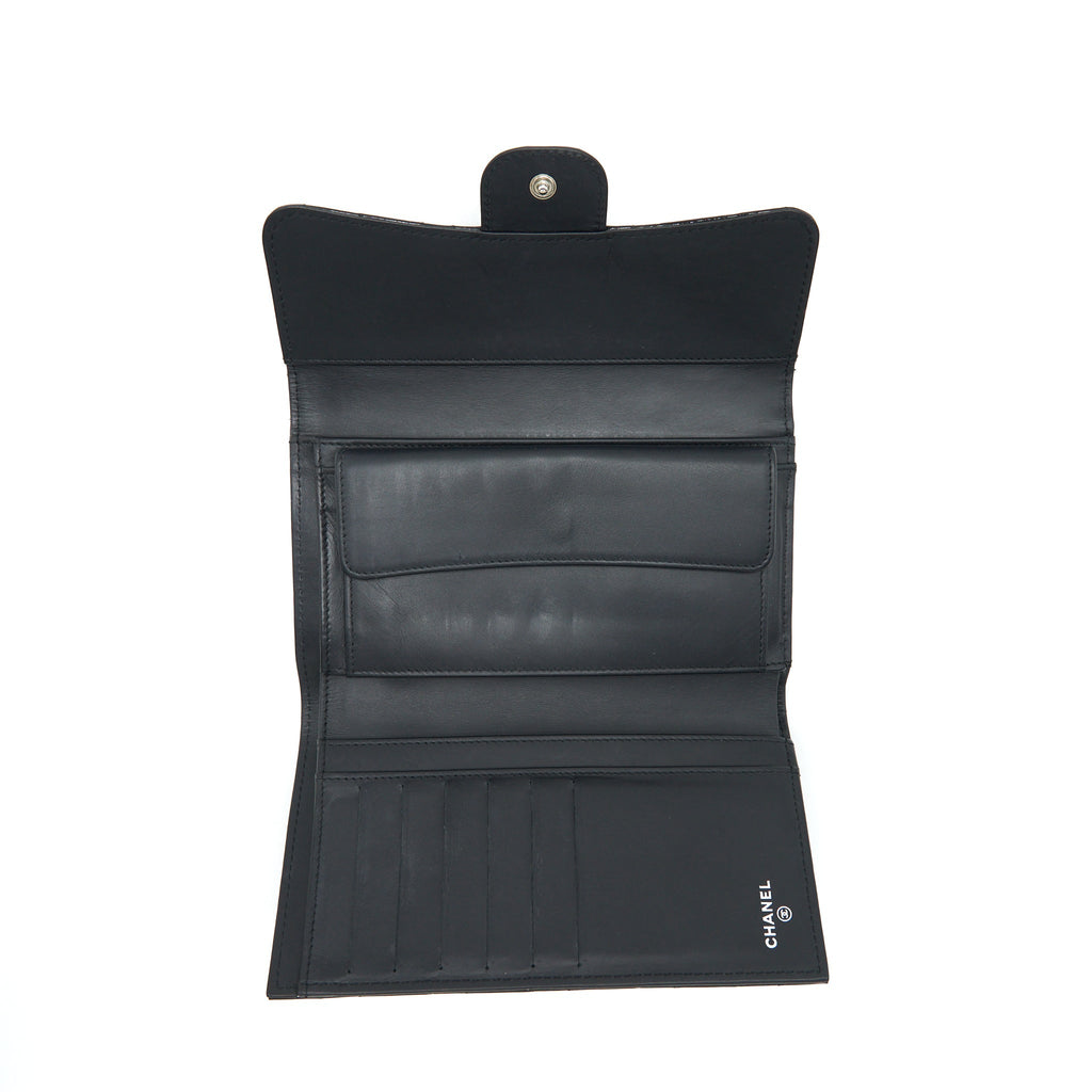 Chanel Classic Flap Long Wallet Patent Black