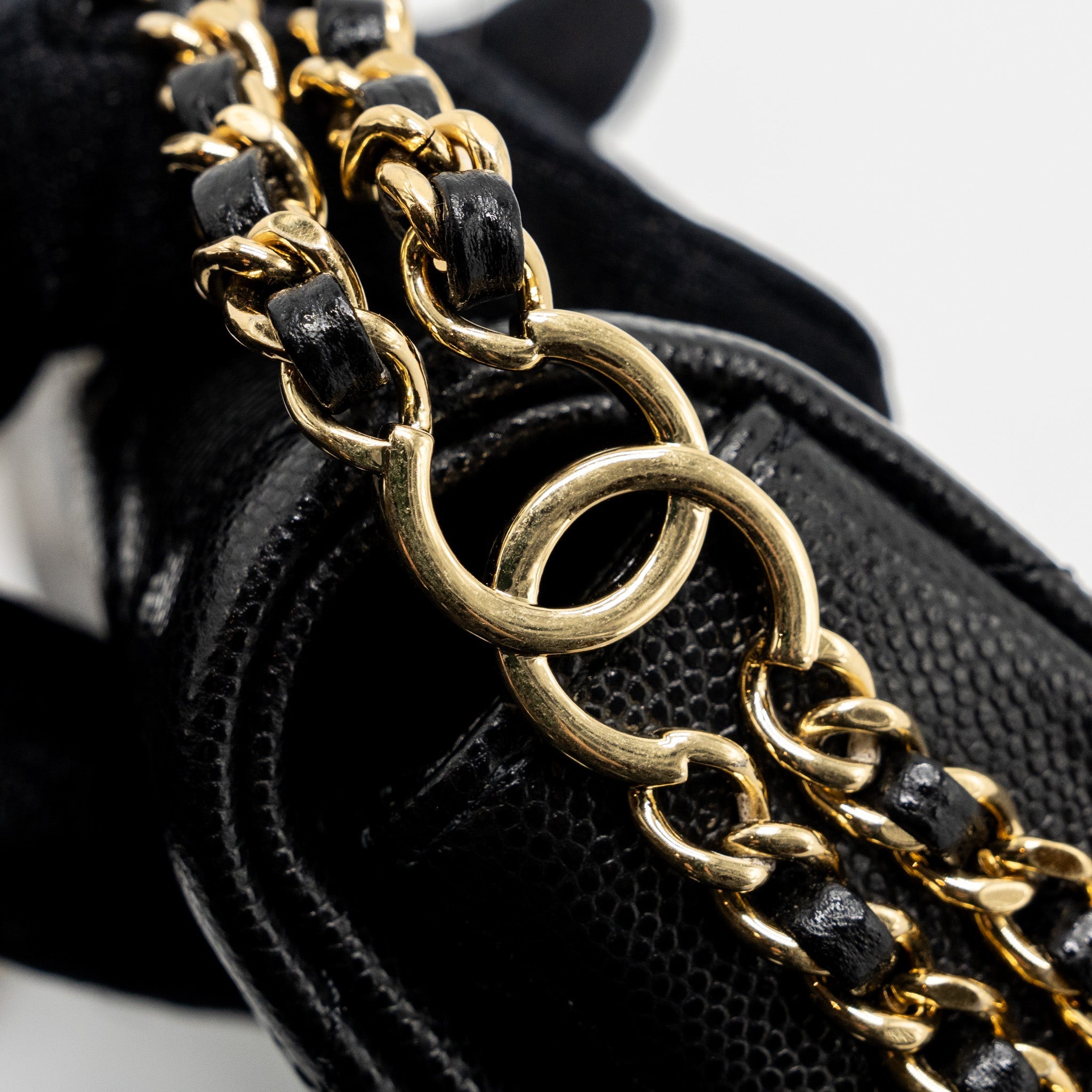 Chanel 23C flap bag with cc logo chain caviar black  (microchip)