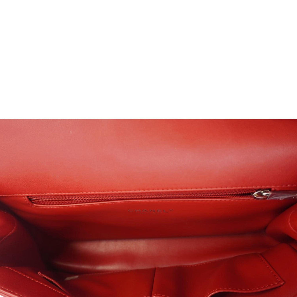 CHANEL CC Filigree Medium Flap Caviar Leather Crossbody Bag Red